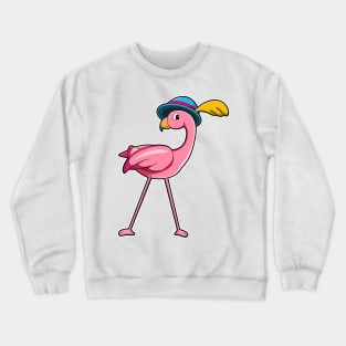 Flamingo with Hat & Feather Crewneck Sweatshirt